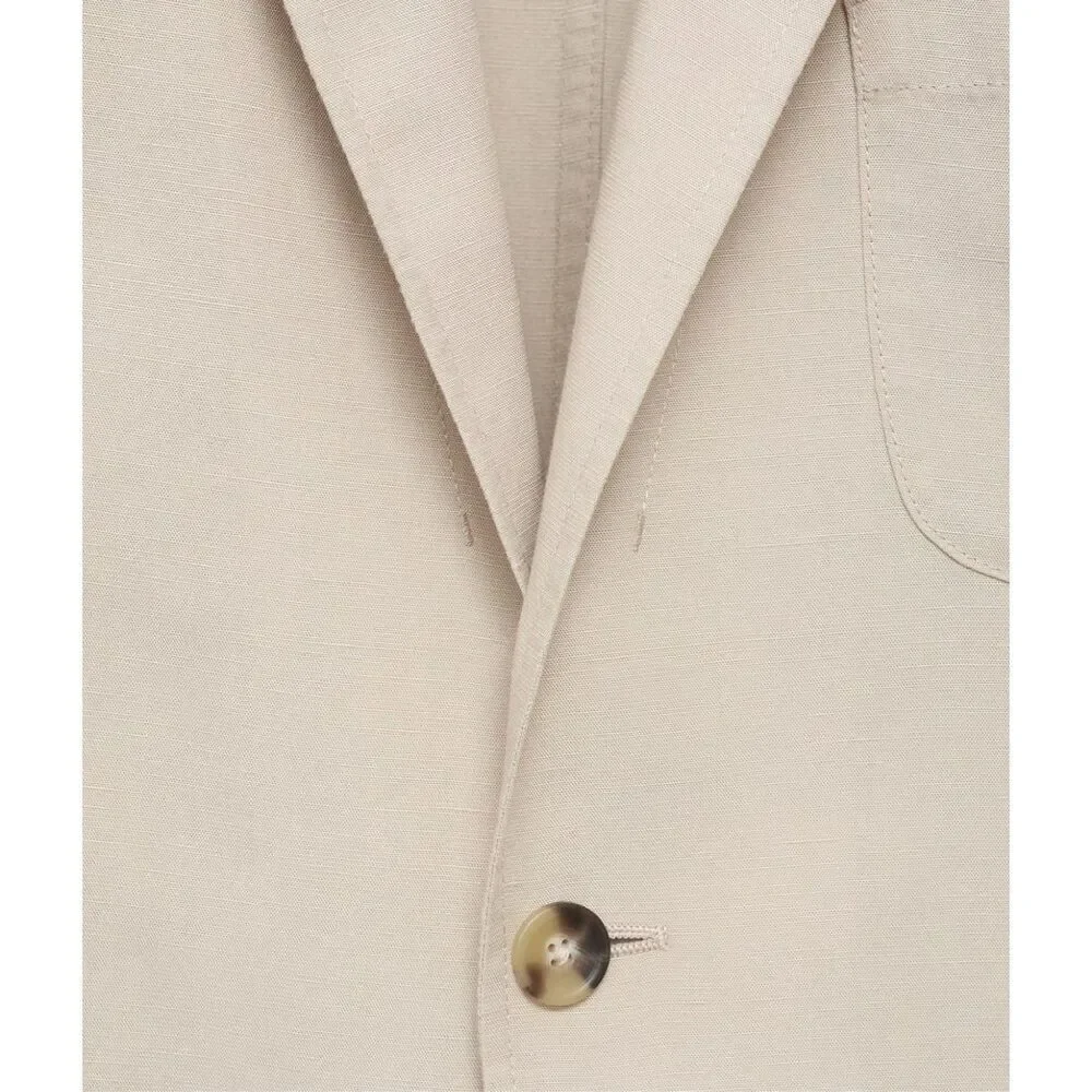 MNG by MANGO $250 Delave Smart Slim Fit Linen Lyocell Blazer Ecru Mens 46 NEW